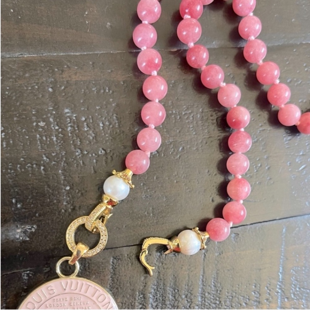 Authentic Louis Vuitton Pink Trunk & Bags Natural Gems Necklace - Picture 5 of 6